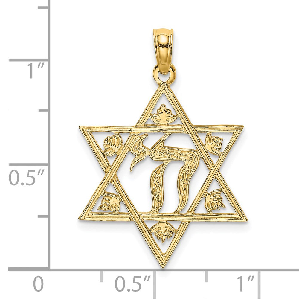 14K Yellow Gold Textured Star Of David Charm