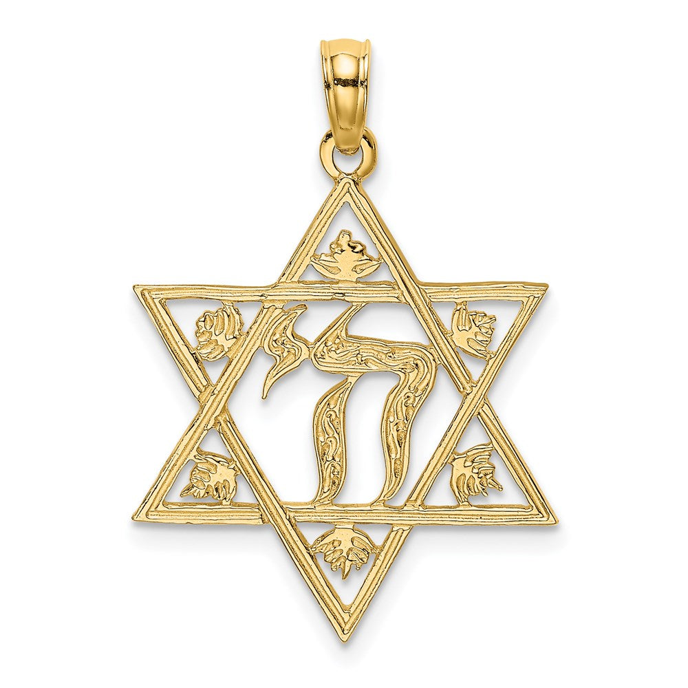 14K Yellow Gold Textured Star Of David Charm