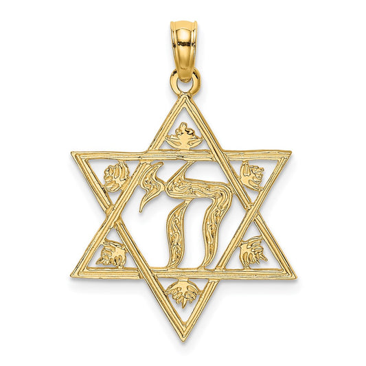 14K Yellow Gold Textured Star Of David Charm