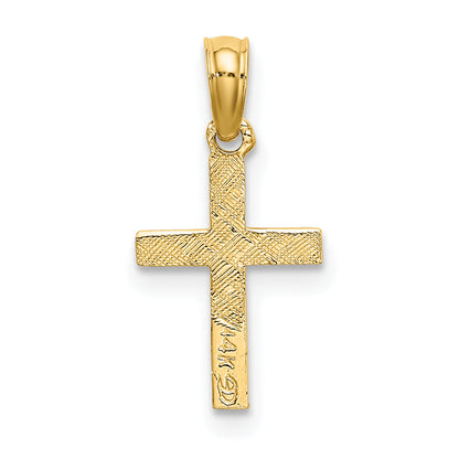 14K Yellow Gold Polished Mini Cross W/ Heart Charm