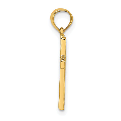 14K Yellow Gold Polished And Engraved Cross W/ Heart Center Charm