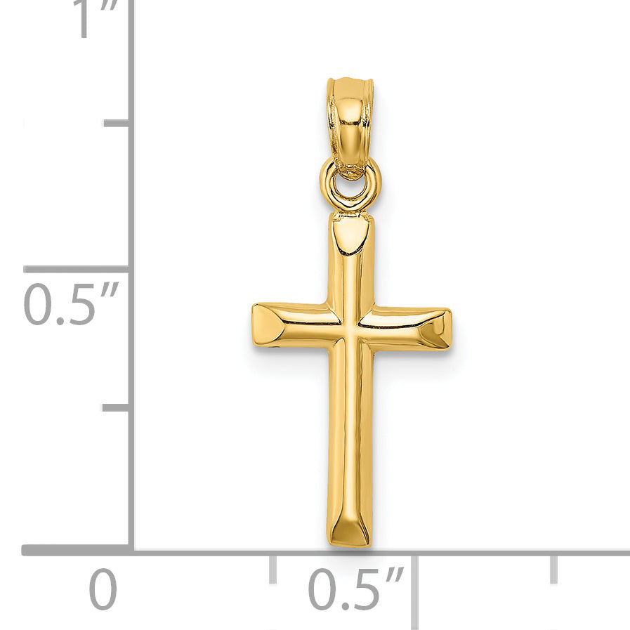 14K Yellow Gold Polished Cross Charm
