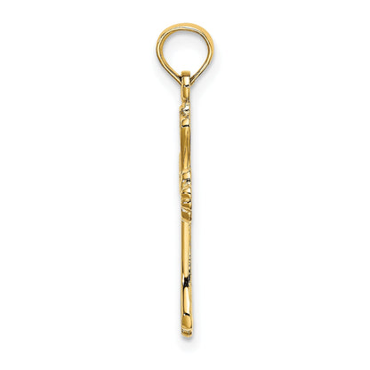 14K Yellow Gold Polished Engraved Cross Charm