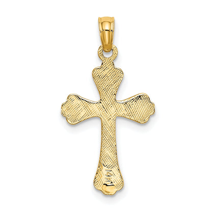14K Yellow Gold Polished Engraved Cross Charm