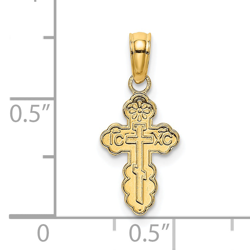 14K Yellow Gold Mini Eastern Orthodox Cross Charm