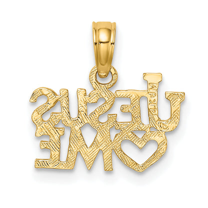 14K Yellow Gold Polished / Engraved Jesus Heart Me Charm
