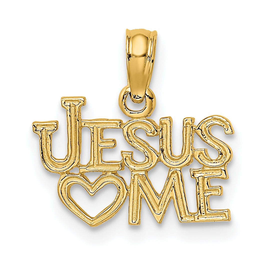 14K Yellow Gold Polished / Engraved Jesus Heart Me Charm