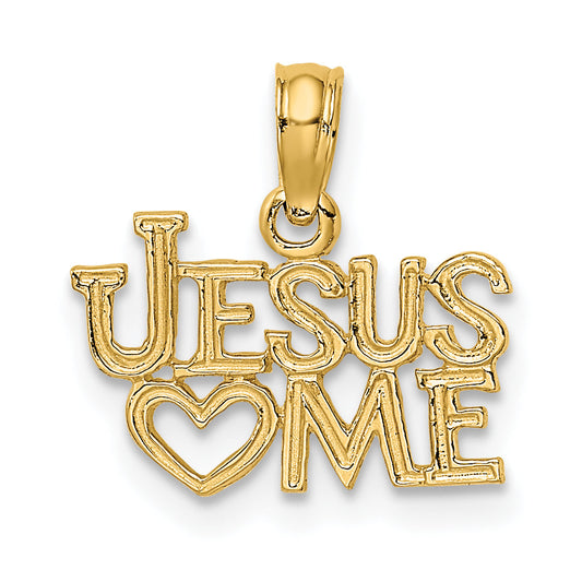 14K Yellow Gold Polished / Engraved Jesus Heart Me Charm
