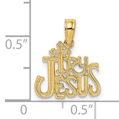 14K Yellow Gold Polished And Engraved Try Jesus Charm