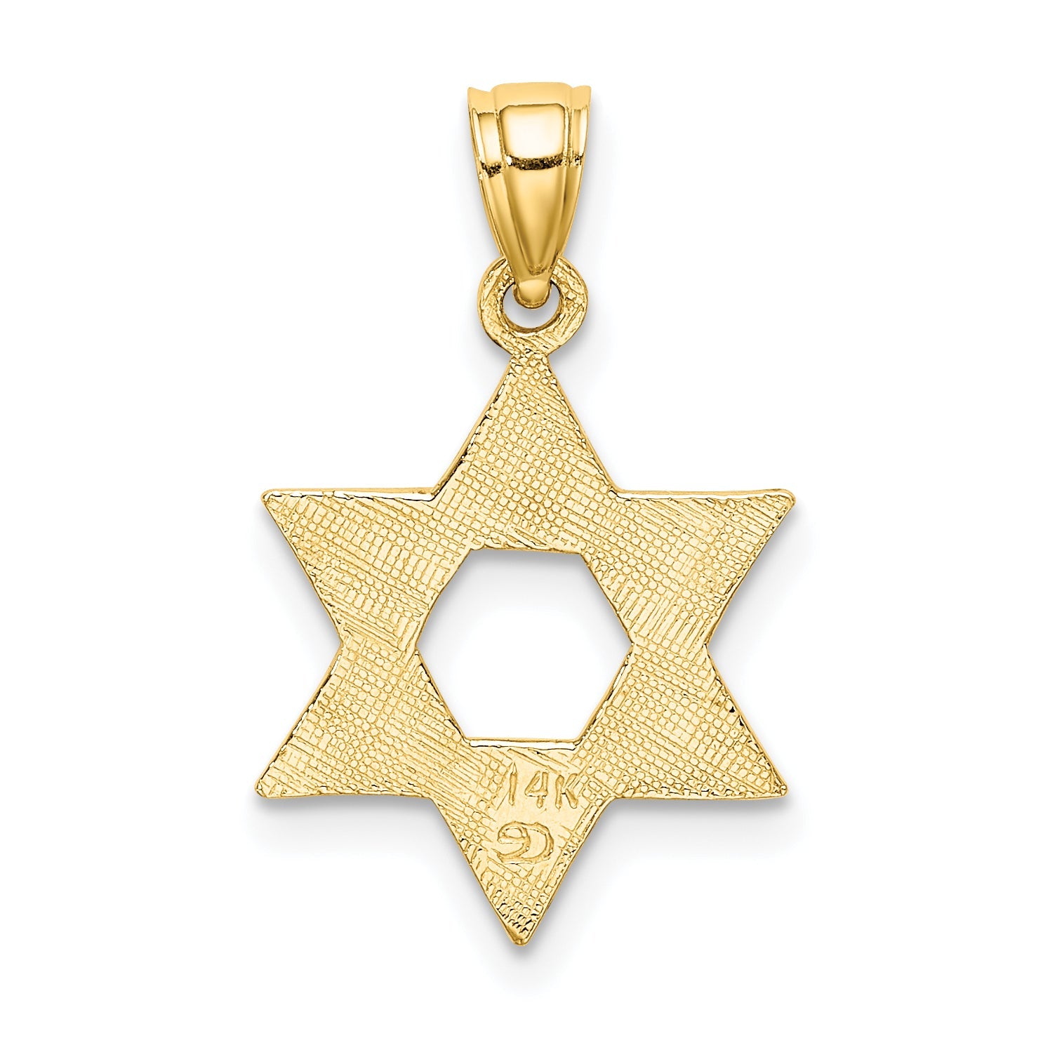 14K Yellow Gold Engraved Swirls Star Of David Charm