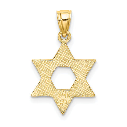 14K Yellow Gold Engraved Swirls Star Of David Charm