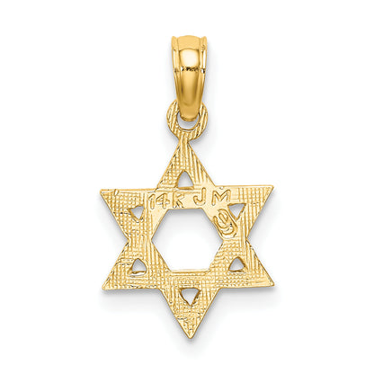 14K Yellow Gold Engraved Star Of David Charm