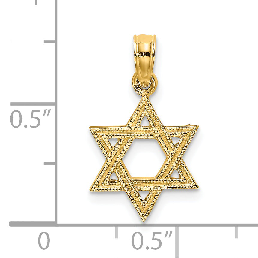 14K Yellow Gold Engraved Star Of David Charm