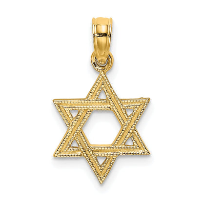 14K Yellow Gold Engraved Star Of David Charm