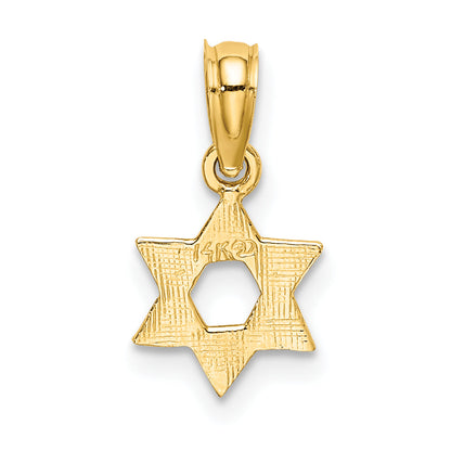 14K Yellow Gold Mini Star Of David W/ Engraved Swirl Charm
