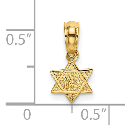 14K Yellow Gold Engraved Mini Star Of David Charm