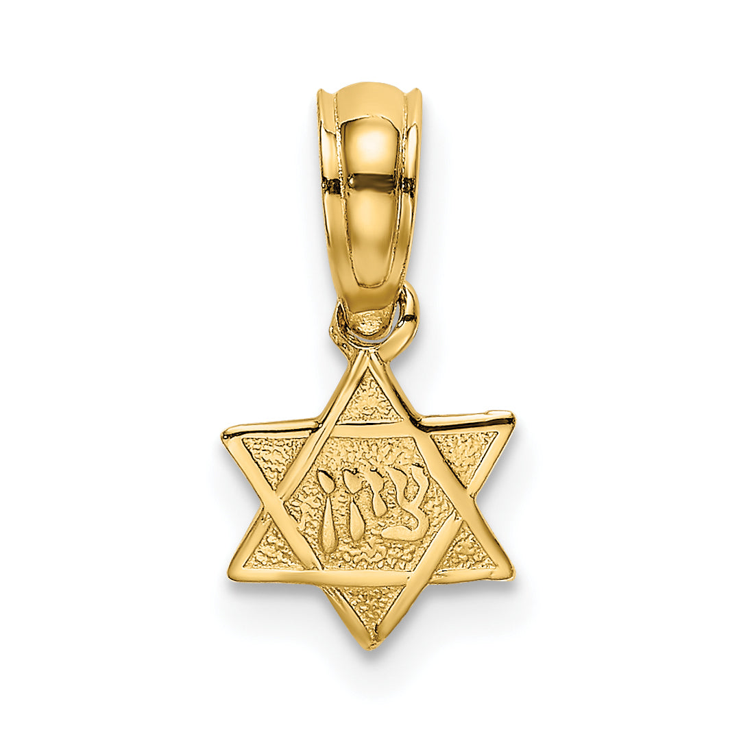 14K Yellow Gold Engraved Mini Star Of David Charm