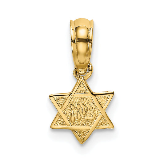 14K Yellow Gold Engraved Mini Star Of David Charm