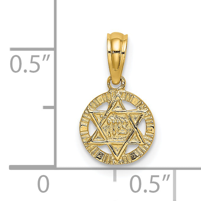 14K Yellow Gold Engraved Star Of David Charm