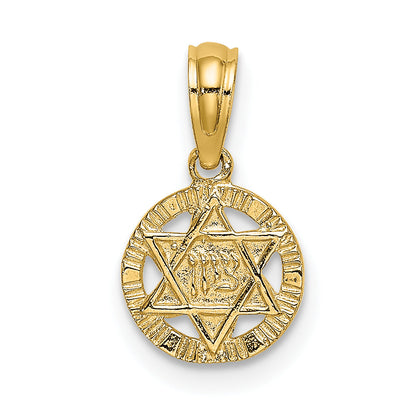 14K Yellow Gold Engraved Star Of David Charm