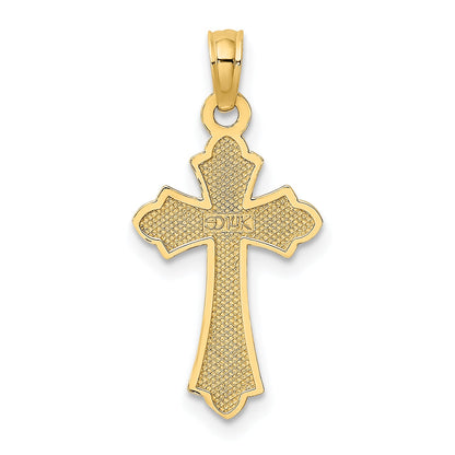 14K Yellow Gold Polished Cross W/ Heart Charm