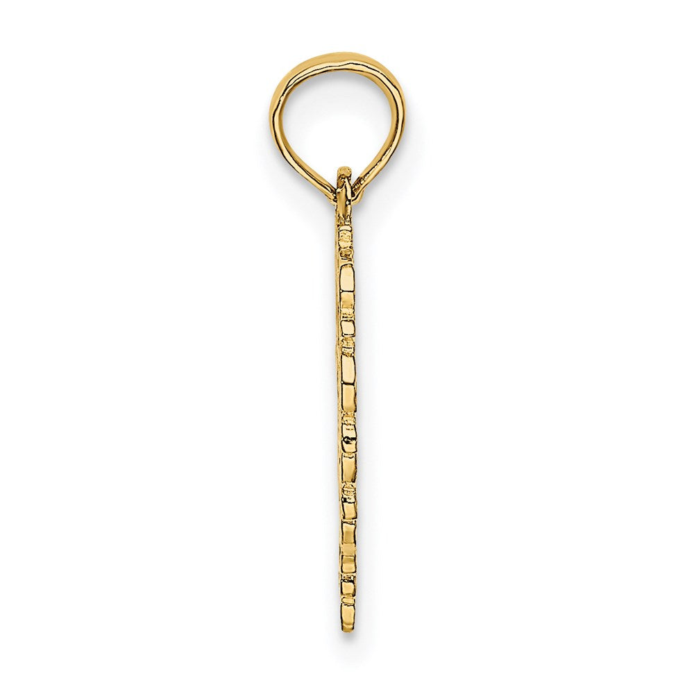 14K Yellow Gold Textured Star Of David In Heart Charm