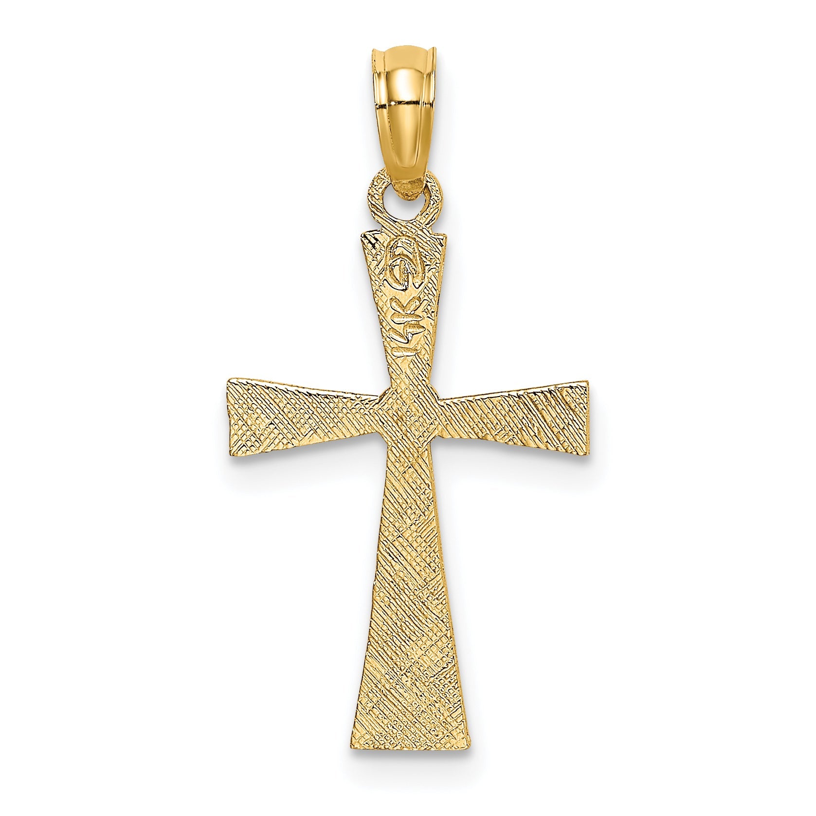 14K Yellow Gold Engraved Cross W/Flared Tips Charm
