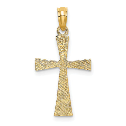 14K Yellow Gold Engraved Cross W/Flared Tips Charm