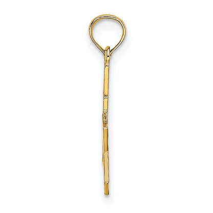 14K Yellow Gold Polished / Engraved Star Of David And Cross Charm