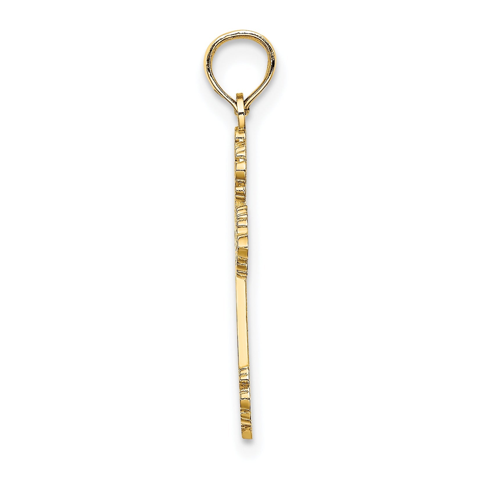 14K Yellow Gold Polished And Textured Fancy Cross Charm