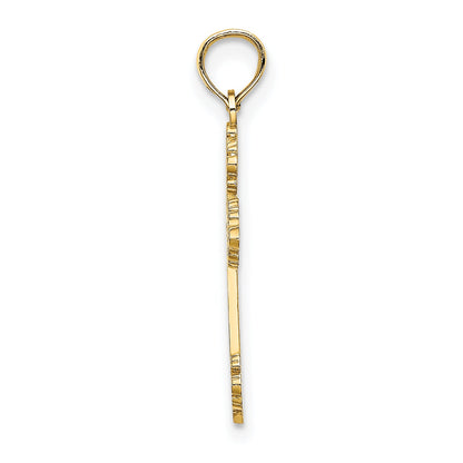 14K Yellow Gold Polished And Textured Fancy Cross Charm