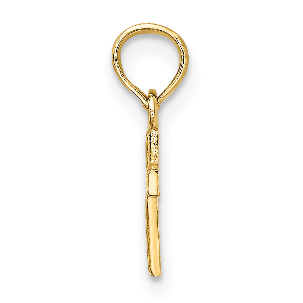 14K Yellow Gold Polished And Engraved Mini Cross Charm