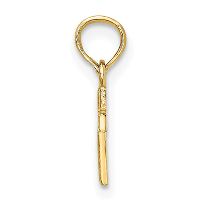 14K Yellow Gold Polished And Engraved Mini Cross Charm