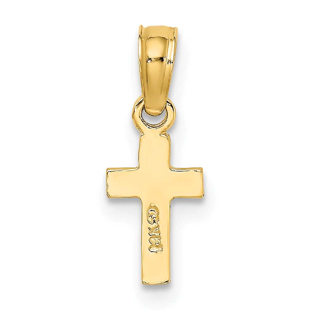 14K Yellow Gold Polished And Engraved Mini Cross Charm