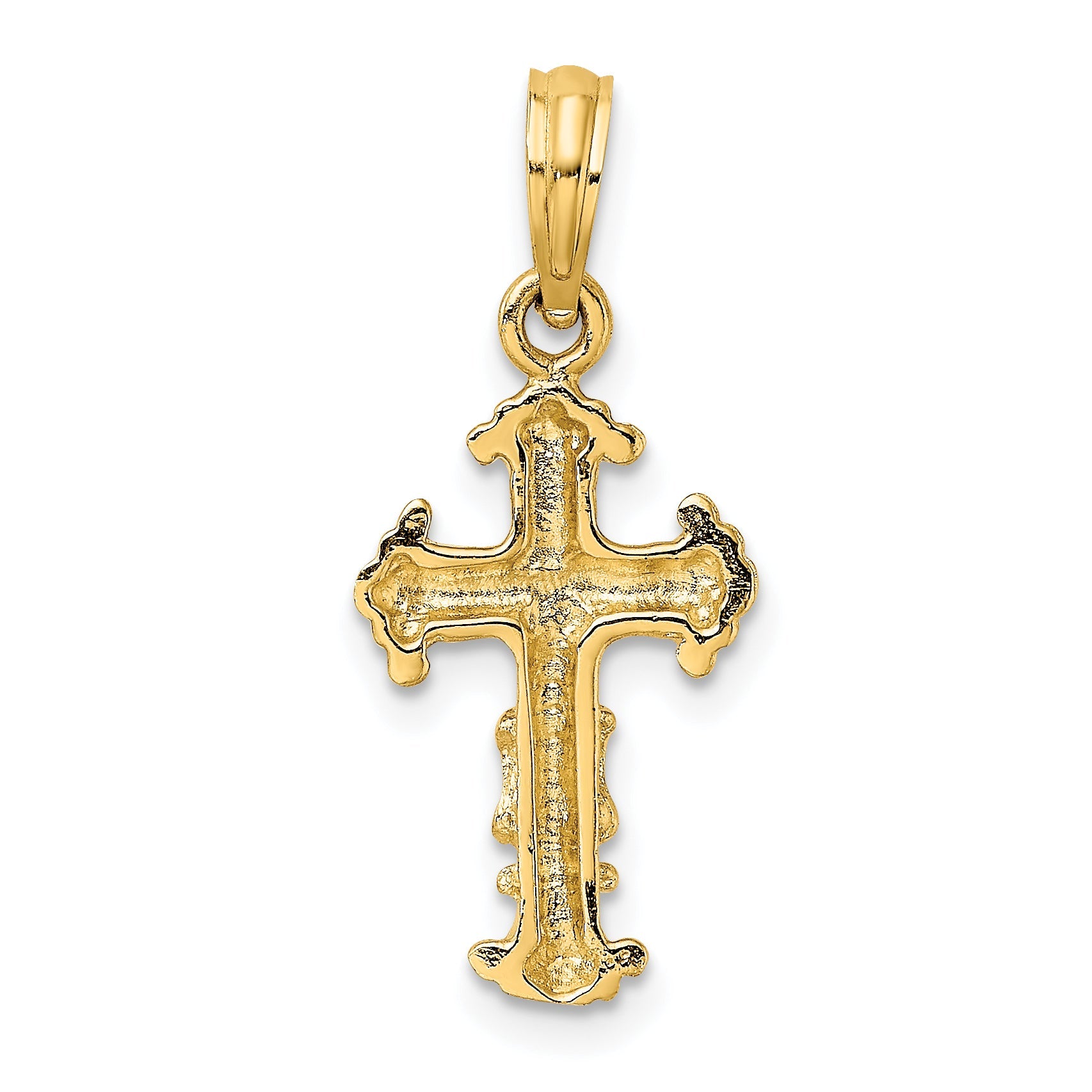 14K Yellow Gold Polished And Textured Cross Charm