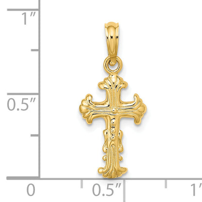 14K Yellow Gold Polished And Textured Cross Charm