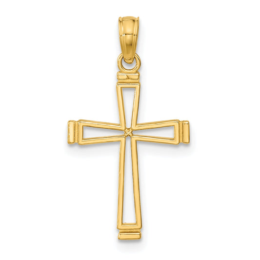 14K Yellow Gold Cut-Out Cross Pendant