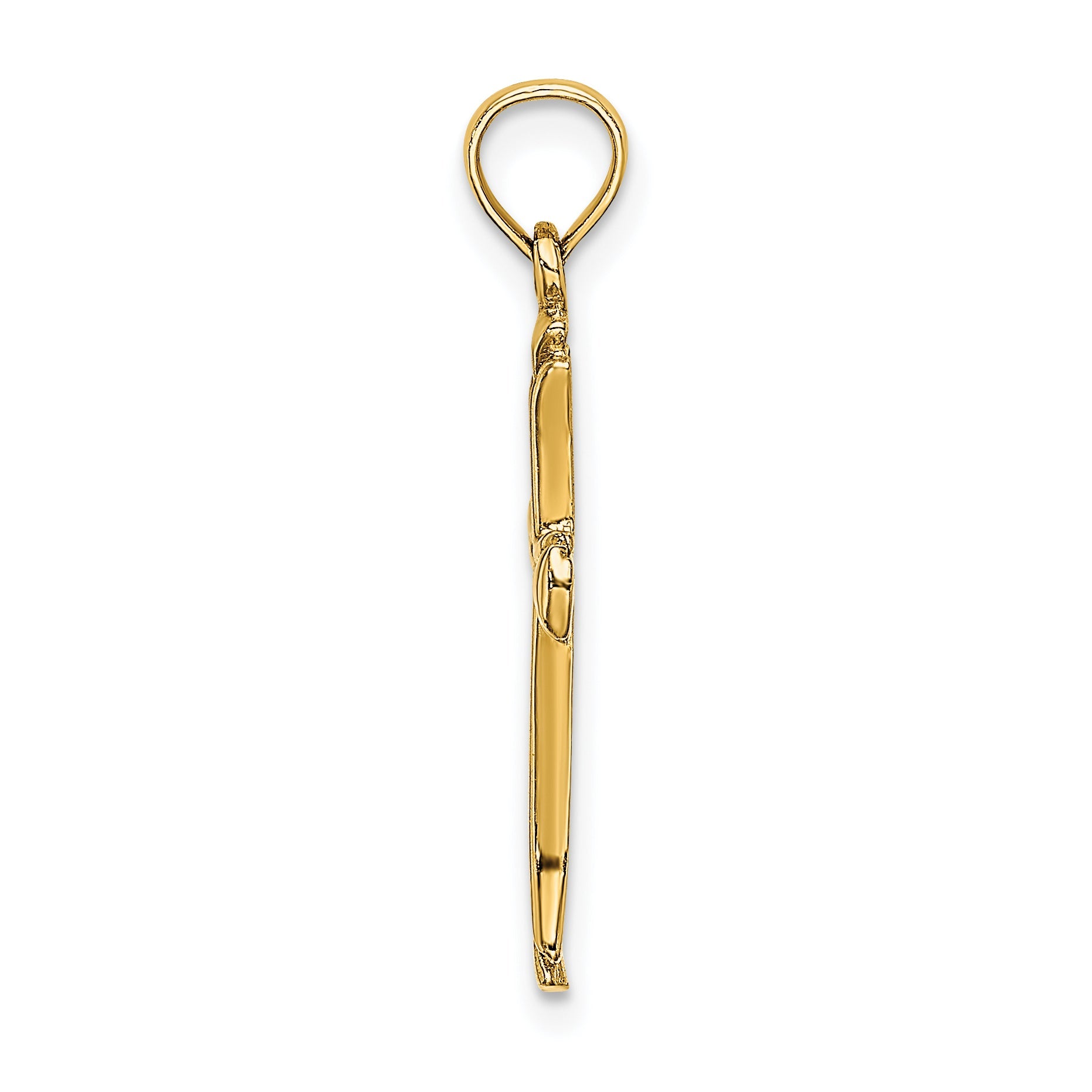 14K Yellow Gold Polished Beveled Cut-Out Cross Pendant