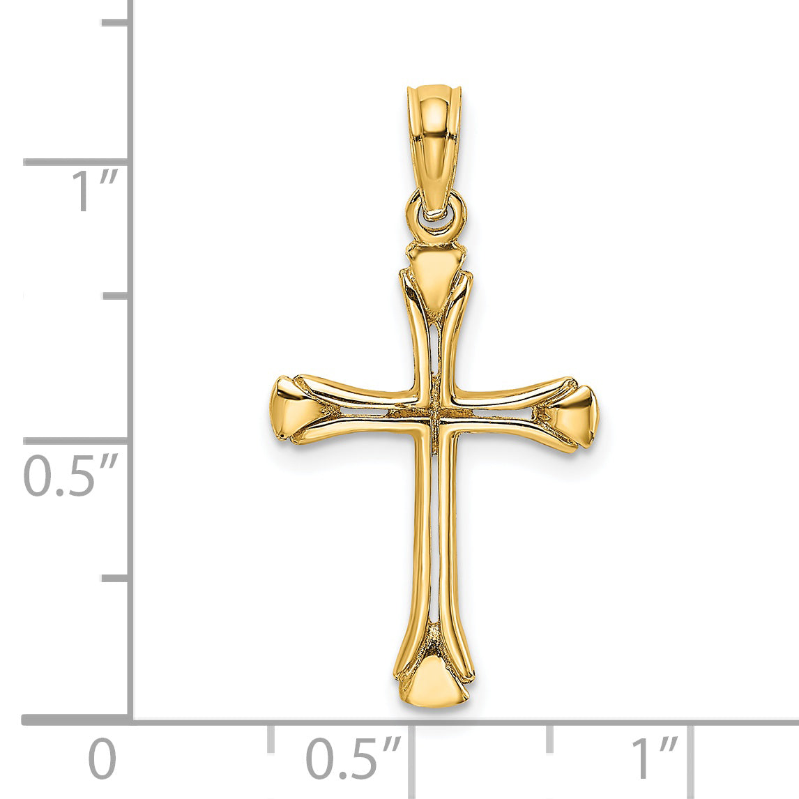 14K Yellow Gold Polished Beveled Cut-Out Cross Pendant