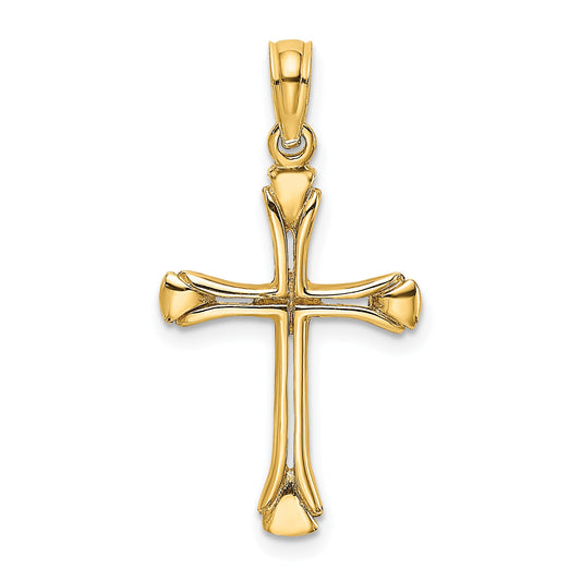 14K Yellow Gold Polished Beveled Cut-Out Cross Pendant