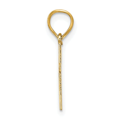 14K Yellow Gold Polished W/ Star Pattern Mini Cross Charm