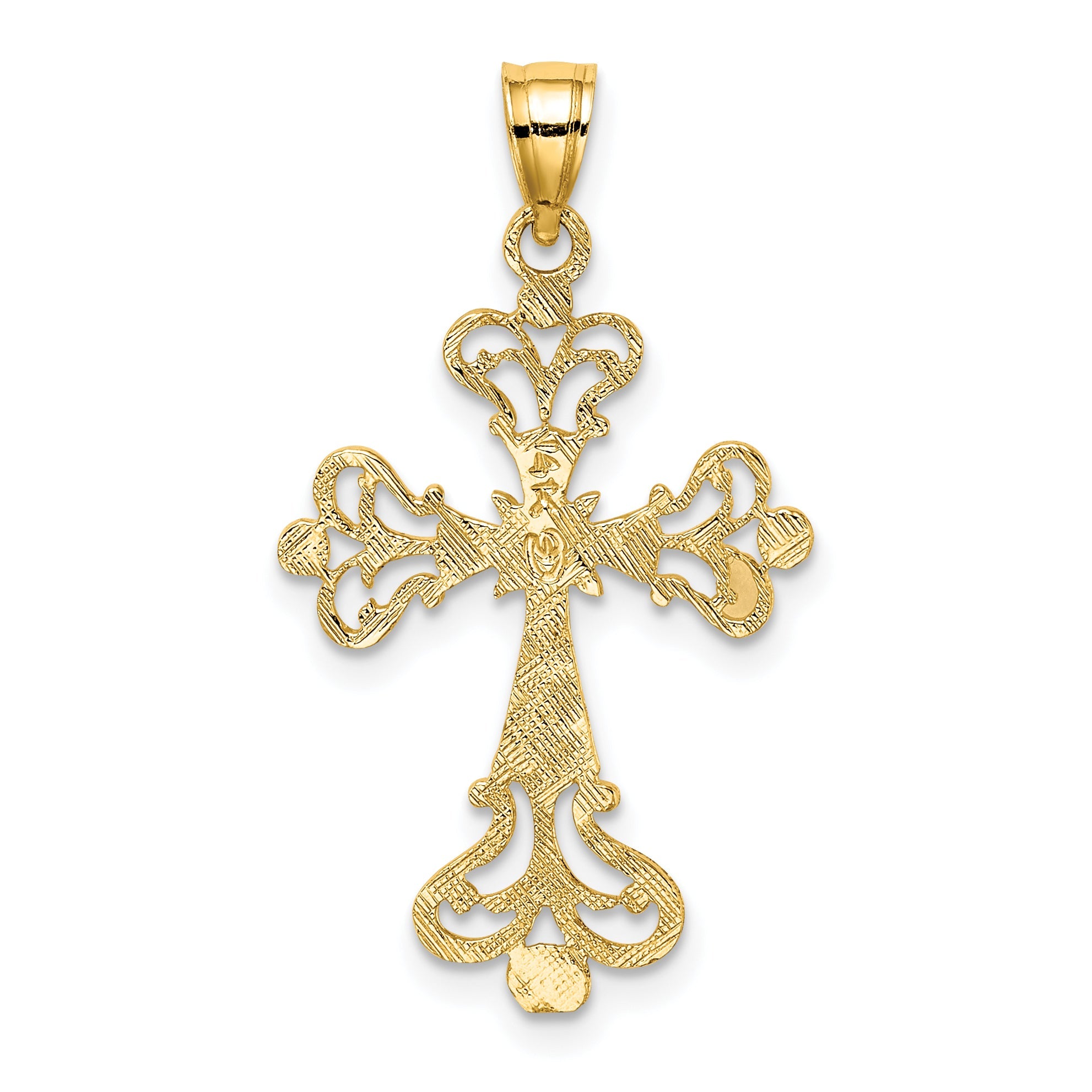 14K Yellow Gold Polished Fancy Cross Charm