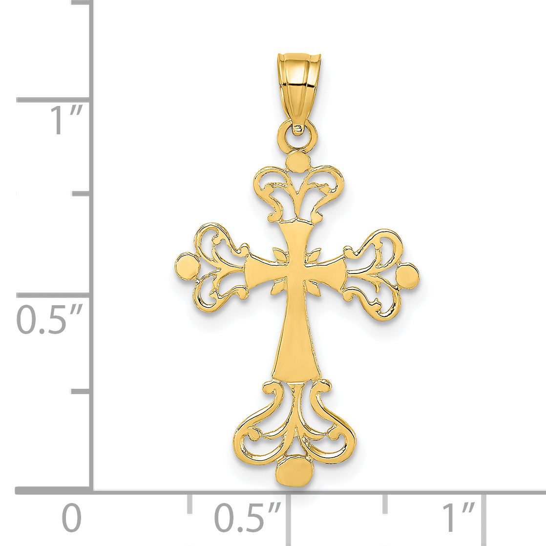 14K Yellow Gold Polished Fancy Cross Charm
