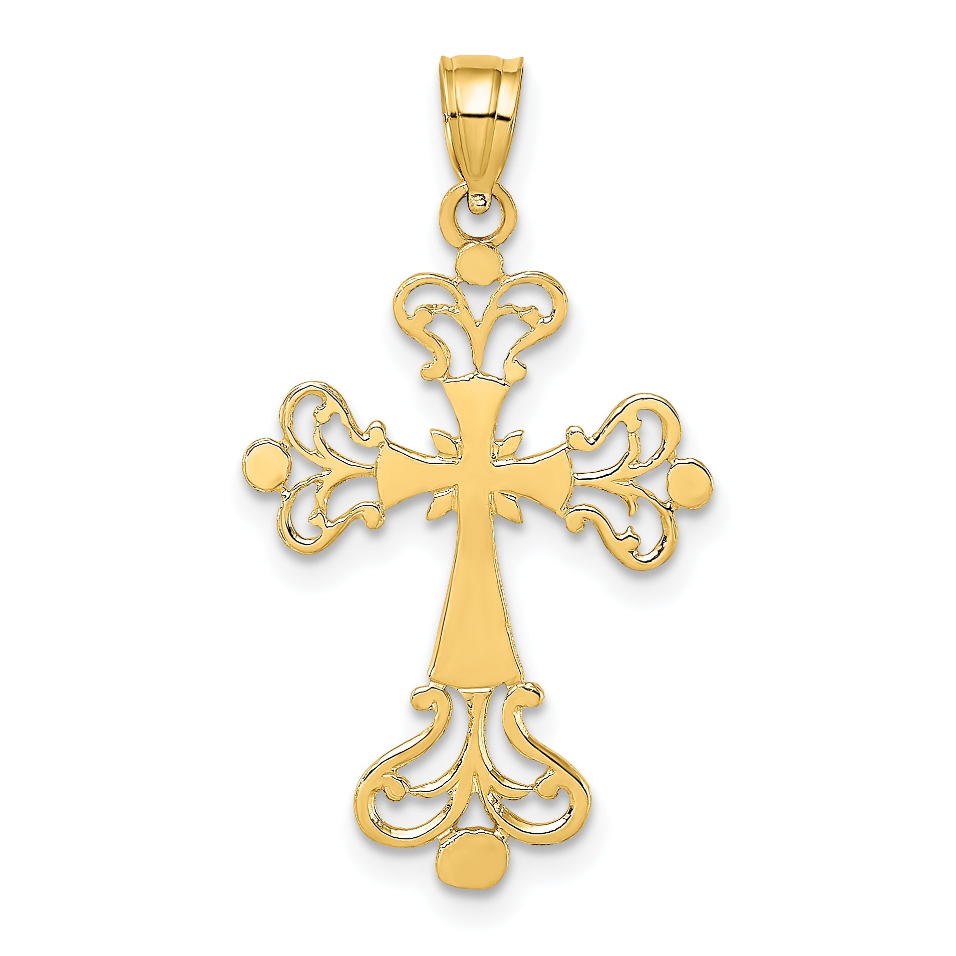 14K Yellow Gold Polished Fancy Cross Charm