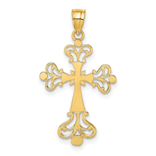 14K Yellow Gold Polished Fancy Cross Charm