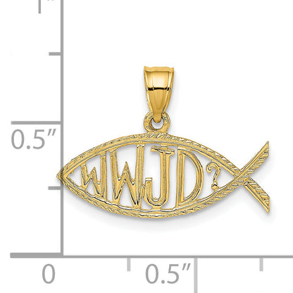 14K Yellow Gold Wwjd Ichthus Charm