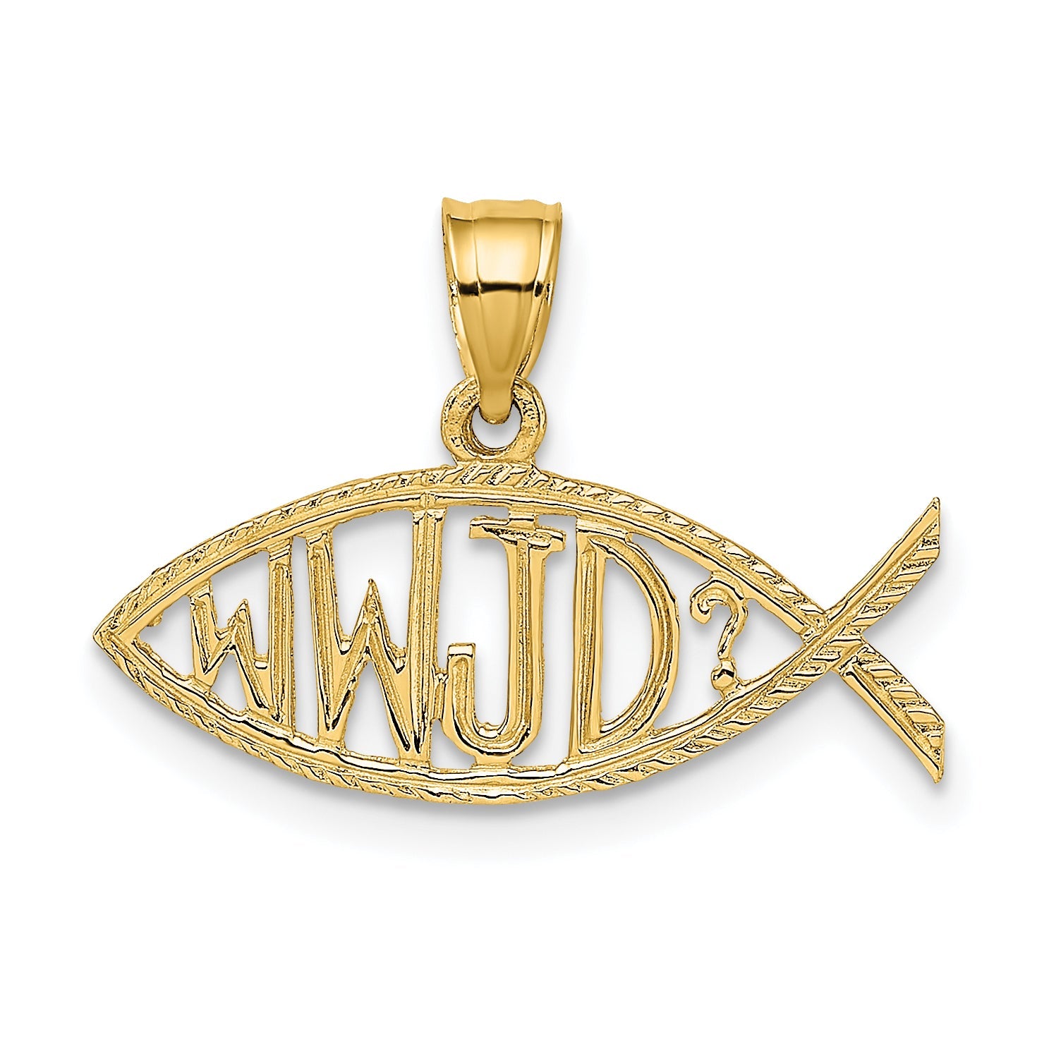 14K Yellow Gold Wwjd Ichthus Charm