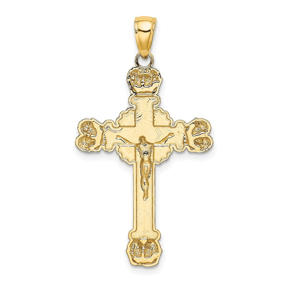 14k Yellow Gold Crucifix W/ Sunburst Charm