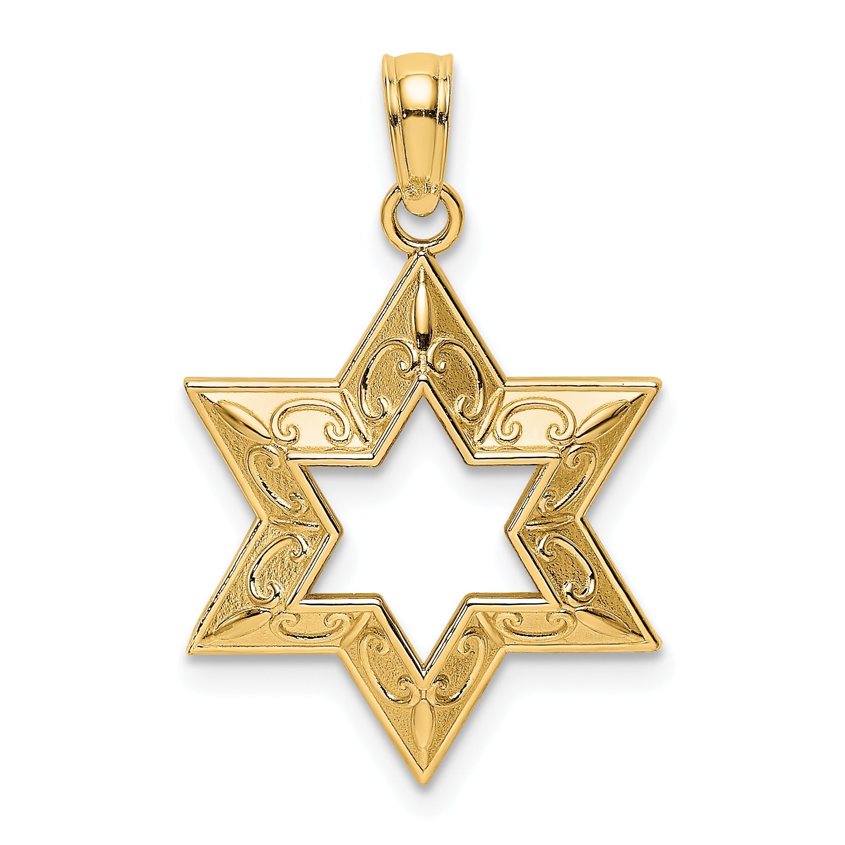 14K Yellow Gold Textured Star Of David Charm