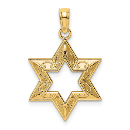 14K Yellow Gold Textured Star Of David Charm